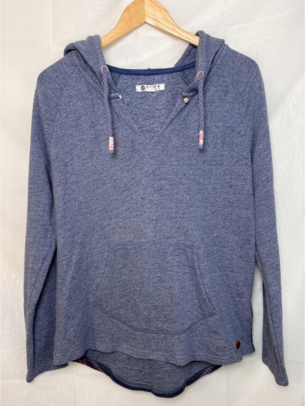 Roxy Hoodie Grey Blue Marl Knit Southwestern Back Panel
